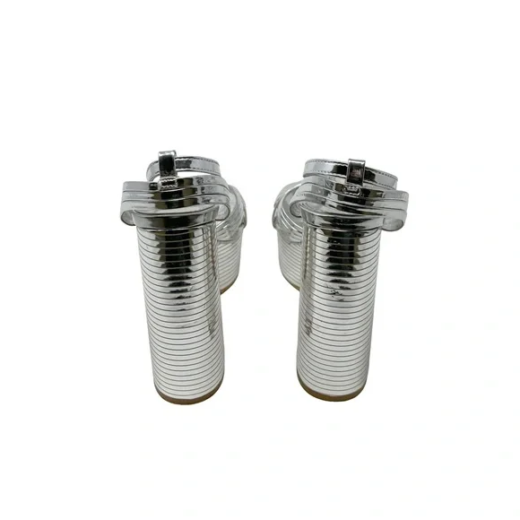 Metallic Silver Platform Heels - Picture 3 of 7